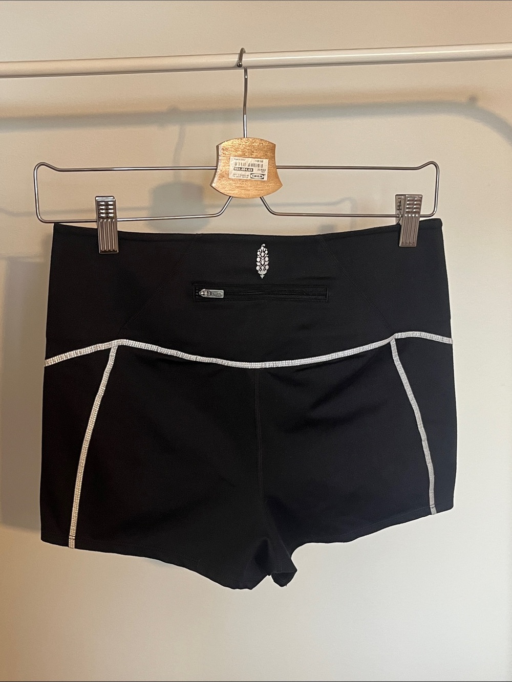 FP Movement by Free People Black Athletic Shorts with Silver Trim